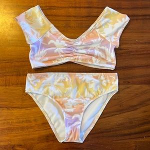 Roxy Girl Palm Tree print bikini size 10